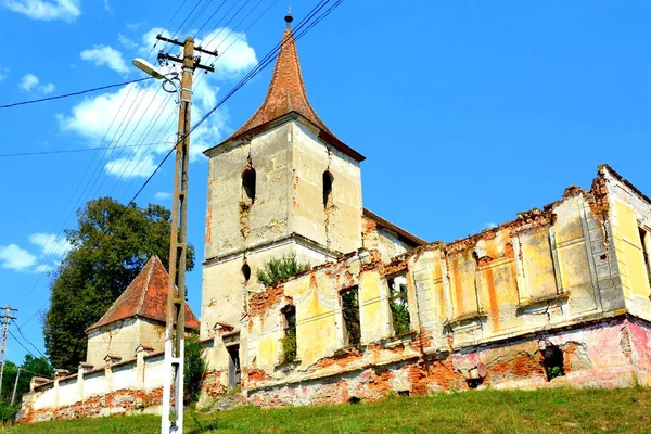 Des Ruines Eglise Évangélique Saxonne Médiévale Fortifiée Dans Village Felmer — Photo