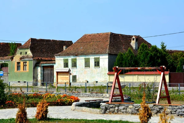 Typiska Landsbygdens Landskap Och Bonde Hus Byn Mercheasa Transsylvanien Rumänien — Stockfoto