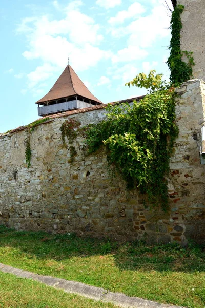 Ufortyfikowanego Średniowiecznego Saksońskiej Kościół Ewangelicki Wsi Cata Transylwania Rumunia Osada — Zdjęcie stockowe