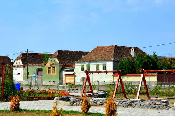 Tipik Kırsal Manzara Köylü Evlerde Köyü Mercheasa Transilvanya Romanya Yerleşim — Stok fotoğraf