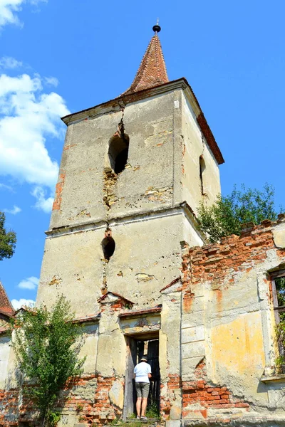 Ruins Fortified Medieval Saxon Evangelic Church Village Felmer Felmern Transylvania Stock Picture