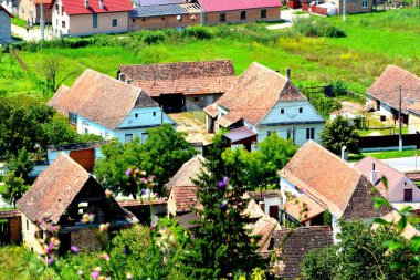 Tipik kırsal manzara ve köylü evlerde köyü Saesd, Transilvanya, Romanya. Yerleşim 12. yüzyılda ortasında Sakson kolonistler tarafından kuruldu