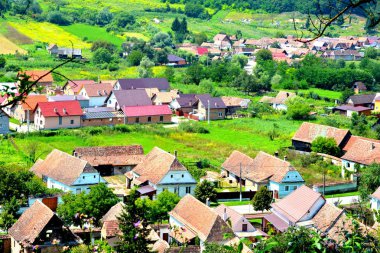 Tipik kırsal manzara ve köylü evlerde köyü Saesd, Transilvanya, Romanya. Yerleşim 12. yüzyılda ortasında Sakson kolonistler tarafından kuruldu