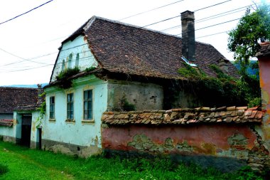 Tipik kırsal manzara ve köylü evlerde köyü Saesd, Transilvanya, Romanya. Yerleşim 12. yüzyılda ortasında Sakson kolonistler tarafından kuruldu