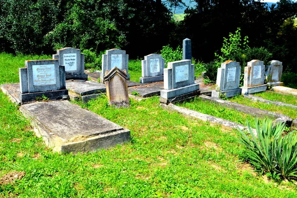 Saesd ルーマニア トランシルバニアの要塞化された中世ザクセン福音教会の墓地 決済は 世紀の半ばにサクソンの入植者によって設立されました — ストック写真