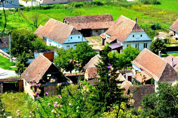 Typiska Landsbygdens Landskap Och Bonde Hus Byn Saesd Transsylvanien Rumänien — Stockfoto