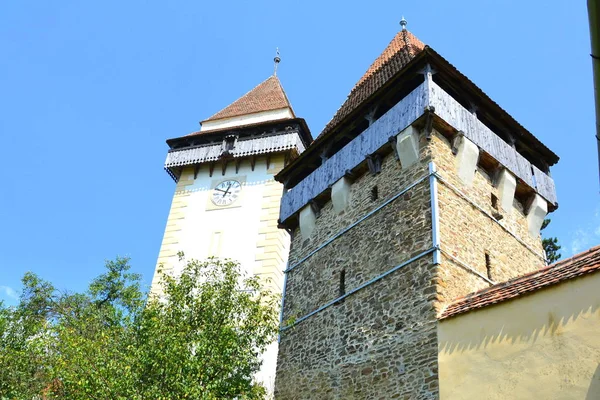 Befestigte Mittelalterliche Sächsische Evangelische Kirche Dorf Apold Siebenbürgen Rumänien Die — Stockfoto