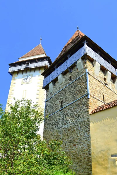 Igreja Evangélica Saxão Medieval Fortificada Aldeia Apold Transilvânia Romênia Assentamento — Fotografia de Stock