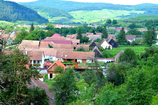 Typické Venkovské Krajiny Selské Domy Vesnici Apold Sedmihradsko Rumunsko Osada — Stock fotografie