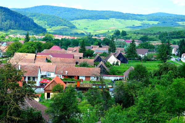 Типовий Сільських Краєвид Селянських Будинки Селі Apold Трансільванії Румунія Поселення — стокове фото