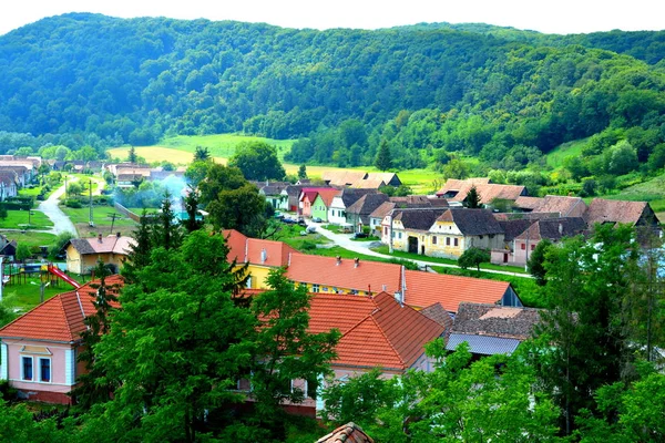 Typical Rural Landscape Peasant Houses Village Apold Transylvania Romania Settlement — Stock Photo, Image