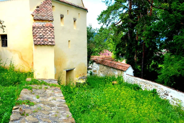 Opevněné Středověké Saské Evangelický Kostel Vesnici Apold Sedmihradsko Rumunsko Osada — Stock fotografie