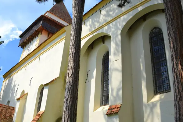 Opevněné Středověké Saské Evangelický Kostel Vesnici Apold Sedmihradsko Rumunsko Osada — Stock fotografie