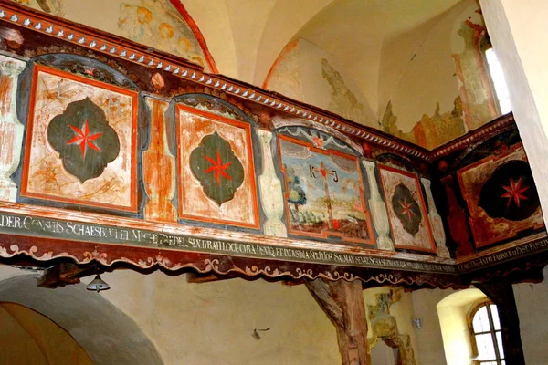 Dentro Fortificada Igreja Evangélica Saxão Medieval Aldeia Toarcla Tartlau Transilvânia — Fotografia de Stock
