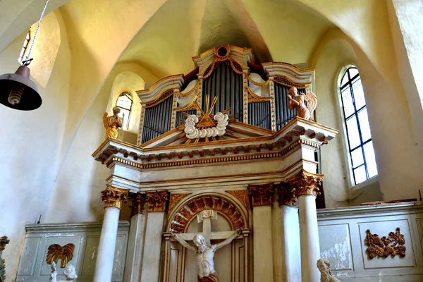 Binnen Versterkte Middeleeuwse Saksische Evangelic Kerk Het Dorp Toarcla Tartlau — Stockfoto