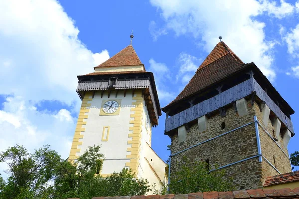 Fortified Medieval Saxon Evangelic Church Village Apold Transylvania Romania Settlement — Stock Photo, Image