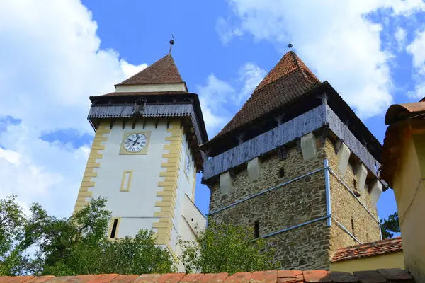 Fortified Medieval Saxon Evangelic Church Village Apold Transylvania Romania Settlement — Stock Photo, Image