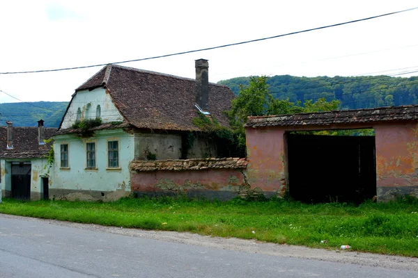 Paisaje Rural Típico Casas Campesinas Pueblo Saesd Transilvania Rumania Asentamiento —  Fotos de Stock