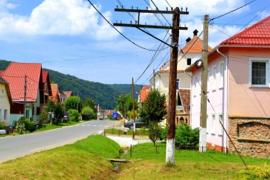 Tipik kırsal manzara ve köylü evlerde köyü Saesd, Transilvanya, Romanya. Yerleşim 12. yüzyılda ortasında Sakson kolonistler tarafından kuruldu