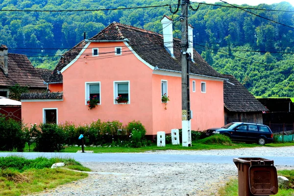 Typische Ländliche Landschaft Und Bauernhäuser Dorf Saesd Siebenbürgen Rumänien Die — Stockfoto