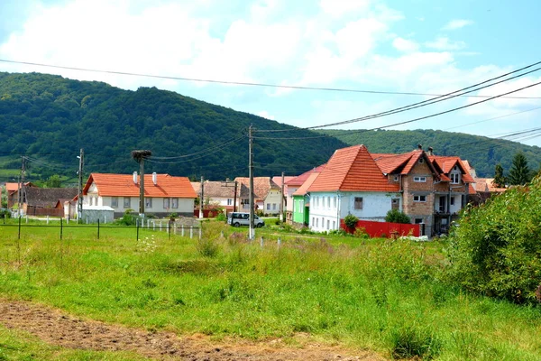 Typiska Landsbygdens Landskap Och Bonde Hus Byn Saesd Transsylvanien Rumänien — Stockfoto