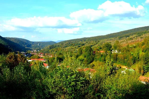 Вид Воздуха Озеро Валюг Банате Окрестности Типичный Пейзаж Лесах Трансильвании — стоковое фото