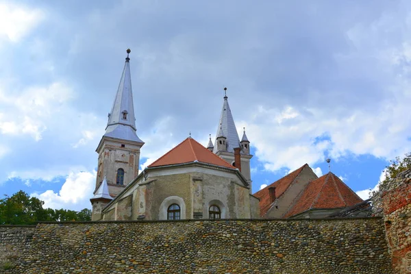 Typisk Bylandskab Byen Orastie Transsylvanien Rumænien Middelalderlig Befæstet Kirke Blev - Stock-foto