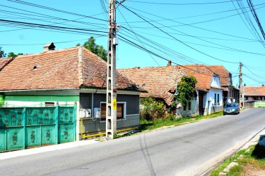 Köy Hoghiz, Transilvanya, Avrupa'nın tipik kırsal manzara