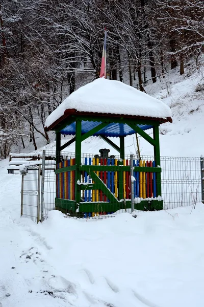 Vejen Til Vinter Turiststation Poiana Brasov Fra Brasov Beliggende Transsylvanien - Stock-foto