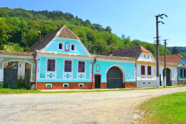 Paisagem Rural Típica Casas Camponeses Aldeia Roandola Transilvânia Romênia Assentamento — Fotografia de Stock