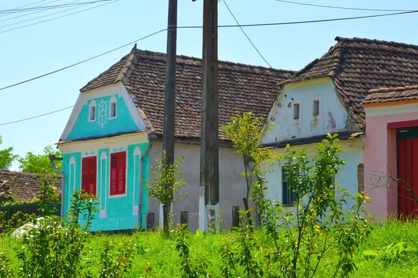 Typowy Krajobraz Chłop Domy Wiosce Roandola Transylwania Rumunia Osada Została — Zdjęcie stockowe