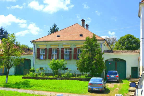 Tipico Paesaggio Rurale Case Contadine Nel Villaggio Roandola Transilvania Romania — Foto Stock