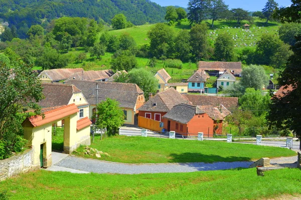 Typical Rural Landscape Peasant Houses Village Malancrav Transylvania Romania Settlement — Stock Photo, Image