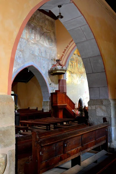 Malancrav Köyünde Müstahkem Ortaçağ Kilise Olağandışı Simgeler Burada Bazı Transylvania — Stok fotoğraf