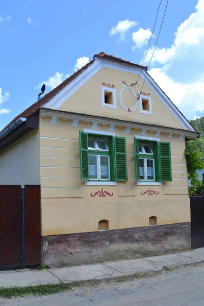 Paisagem Rural Típica Casas Camponeses Aldeia Malancrav Transilvânia Romênia Assentamento — Fotografia de Stock