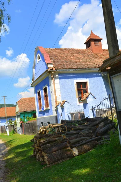 Paisagem Rural Típica Casas Camponeses Floresti Uma Aldeia Saxões Comuna — Fotografia de Stock