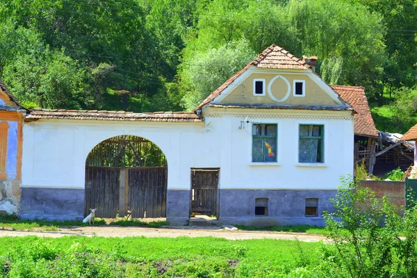 典型的农村景观和农民的房子在 Floresti 一个萨克森村在乡 Chirpr Sibiu 特兰西瓦尼亚 罗马尼亚 — 图库照片