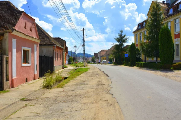 Paisagem Rural Típica Casas Camponeses Floresti Uma Aldeia Saxões Comuna — Fotografia de Stock