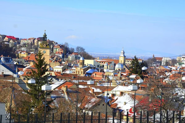 Typiska Urbana Landskapet Staden Brasov Stad Belägen Transsylvanien Rumänien Mitten — Stockfoto