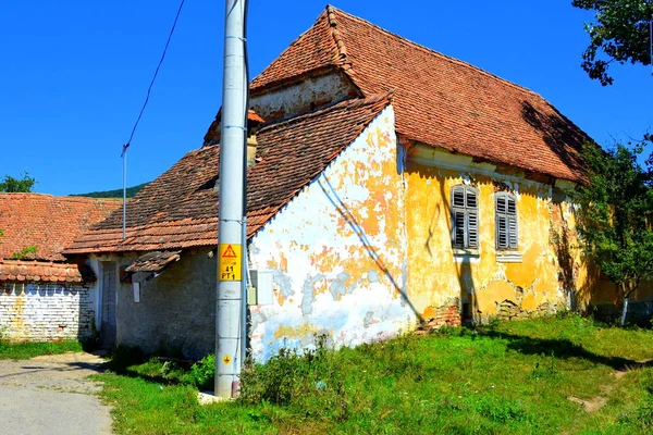 Typische Ländliche Landschaft Und Bauernhäuser Den Dorfstraßen Radeln Siebenbürgen Rumänien — Stockfoto