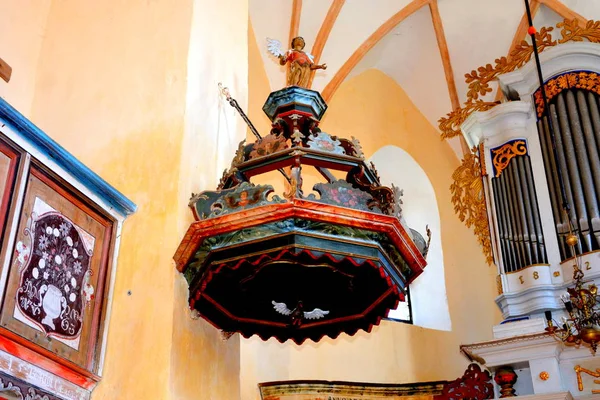 Uvnitř Kostela Opevněného Středověkého Saská Evangelického Kostela Vesnici Cloasterf Klosderf — Stock fotografie