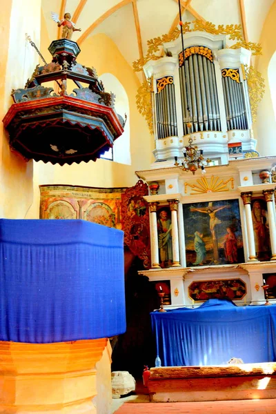 Erődített Középkori Evangélikus Templom Cloasterf Klosderf Klosdorf Nickelsdorf Templomában Erdély — Stock Fotó