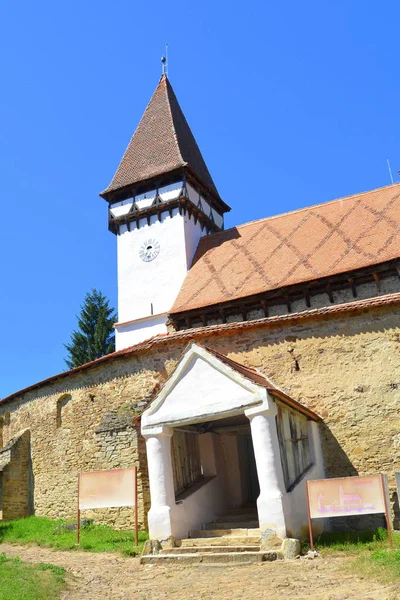 Versterkte Middeleeuwse Saksische Evangelische Kerk Het Dorp Cloaterf Klosderf Klosdorf — Stockfoto