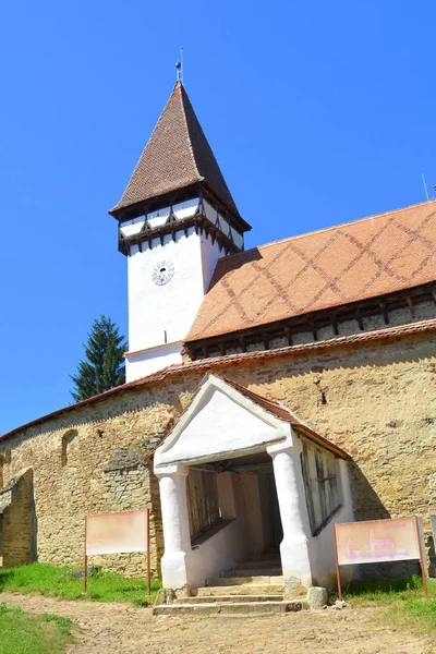 Befestigte Mittelalterliche Sächsische Evangelische Kirche Dorfkloster Klosderf Klosdorf Nickelsdorf Siebenbürgen — Stockfoto