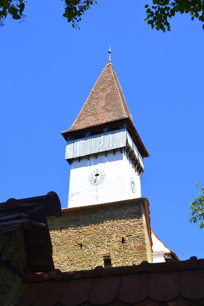 Chiesa Evangelica Fortificata Sassone Medievale Nel Villaggio Cloaterf Klosderf Klosdorf — Foto Stock