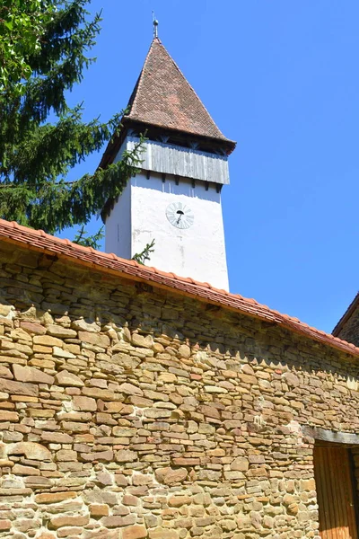Befestigte Mittelalterliche Sächsische Evangelische Kirche Dorfkloster Klosderf Klosdorf Nickelsdorf Siebenbürgen — Stockfoto
