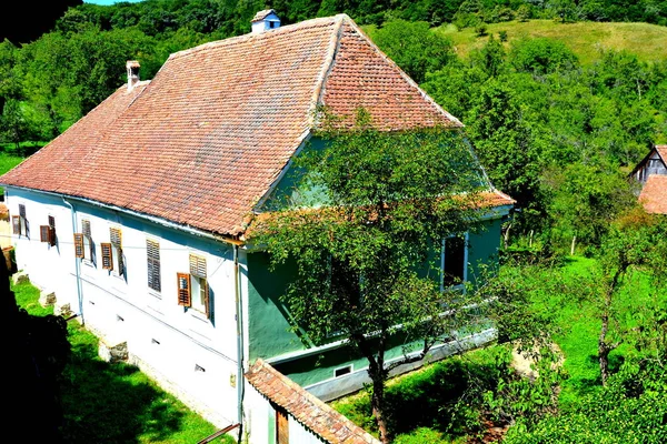 Köy Mesendorf Tipik Kırsal Peyzaj Köylü Evleri Meschenderf Meschendorf Mesche — Stok fotoğraf