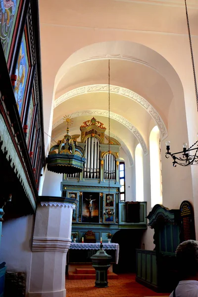 Uvnitř Kostela Opevněného Středověkého Saská Evangelického Kostela Vesnici Cloasterf Klosderf — Stock fotografie