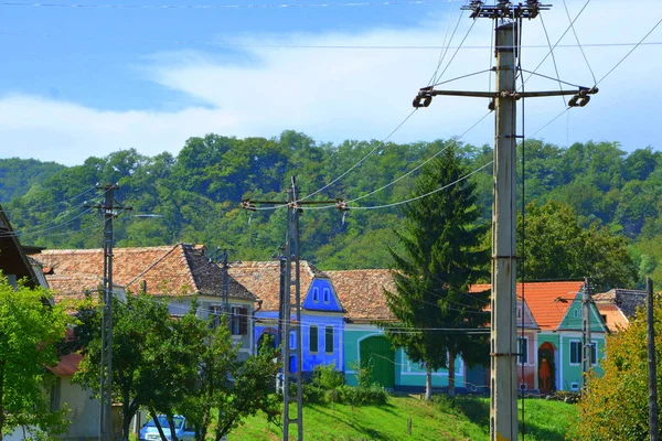 Alma Vii Almen Transilvanya Romanya Tipik Kırsal Peyzaj Köylü Evleri — Stok fotoğraf