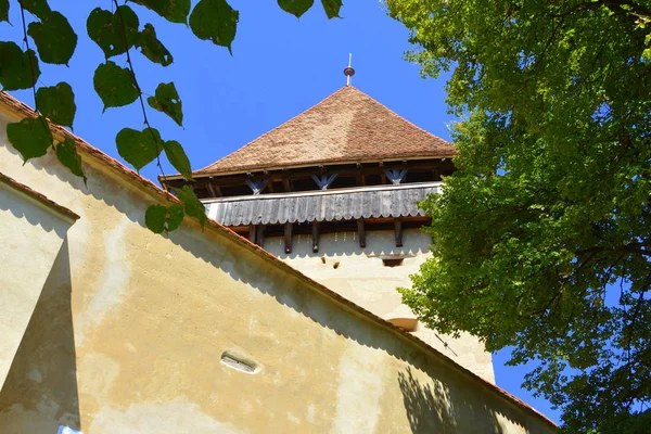 Befestigte Mittelalterliche Sächsische Evangelische Kirche Dorf Alma Vii Almen Transsilvanien — Stockfoto